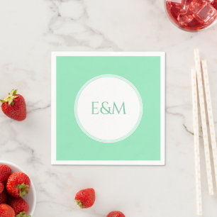 Mint Green Template Monogram Modern Elegant Serviette