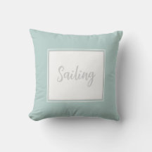 Mint Green Throw Kissen mit Text 'Sailing'