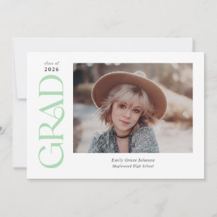 Mint Green Trendy Serif Zwei Fotos Abschluss Ankündigung
