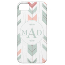 Mint Green Tribal Motif Monogram iPhone 5 Coque