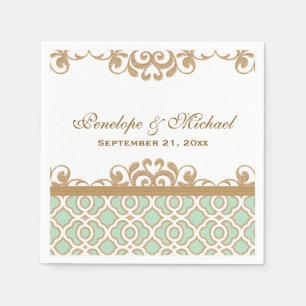 Mint Green und Gold marokkanische Hochzeit Serviette