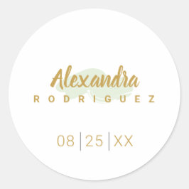 Mint Green und Gold Quinceanera Runder Aufkleber