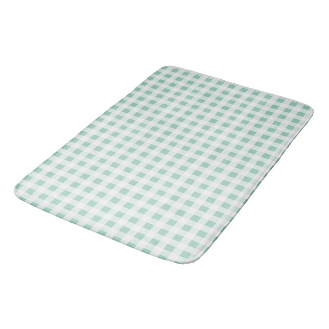 Mint Green und White Gingham Badematte (Schrägansicht)