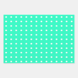 Mint Green und White Polka Dots Geschenkpapier Set