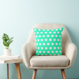 Mint Green und White Polka Dots Kissen