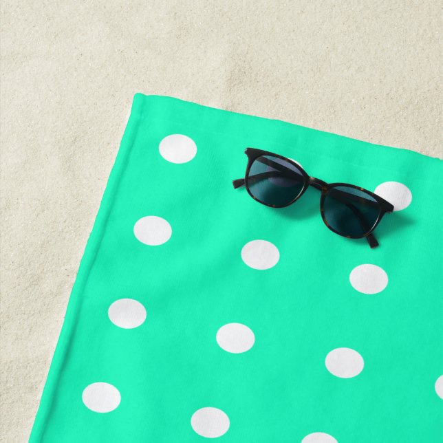 Mint Green und White Polka Dots Strandtuch (Beispiel)