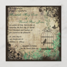 Mint Green Vintag Bird Cage Hochzeit Einladung