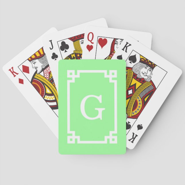 Mint Green, was griechischer Schlüsselrahmen #2 In Spielkarten (Rückseite)