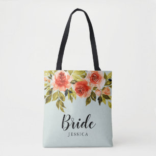 Mint Green Watercolor Blumenbrille Tasche