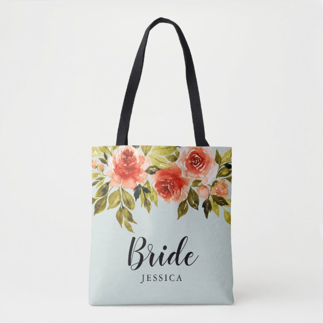 Mint Green Watercolor Blumenbrille Tasche (Vorderseite)