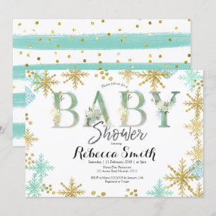 Mint Green Watercolor Kinderdusche Einladung