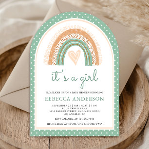 Mint Green Watercolor Rainbow Arch Baby Dusche Einladung