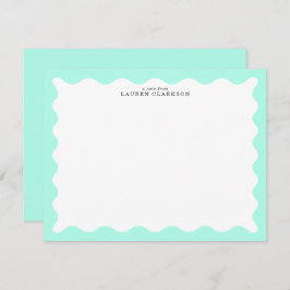 Mint Green Wavy Frame Note Card Einladung