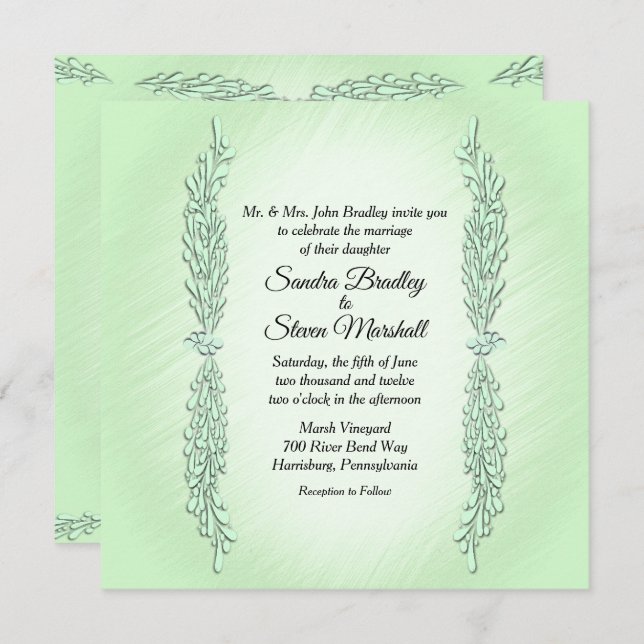 Mint Green Wedding Einladung (Vorne/Hinten)