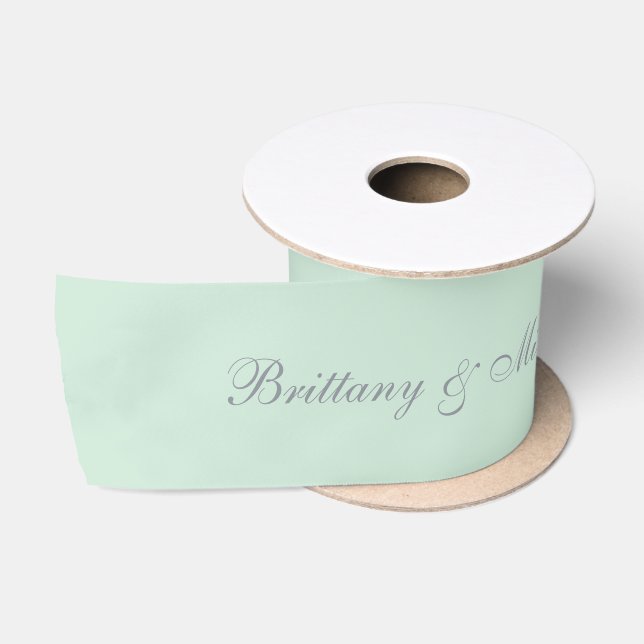 Mint Green Wedding Elegante Kalligrafie-Skript Satinband (Spule)