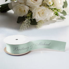 Mint Green Wedding Elegante Kalligrafie-Skript Satinband