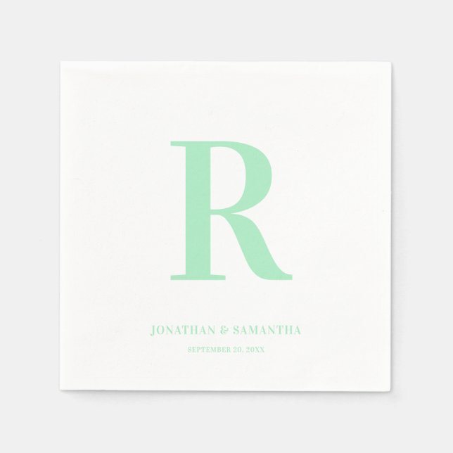 Mint Green Wedding Monogram Modern Serviette (Vorderseite)
