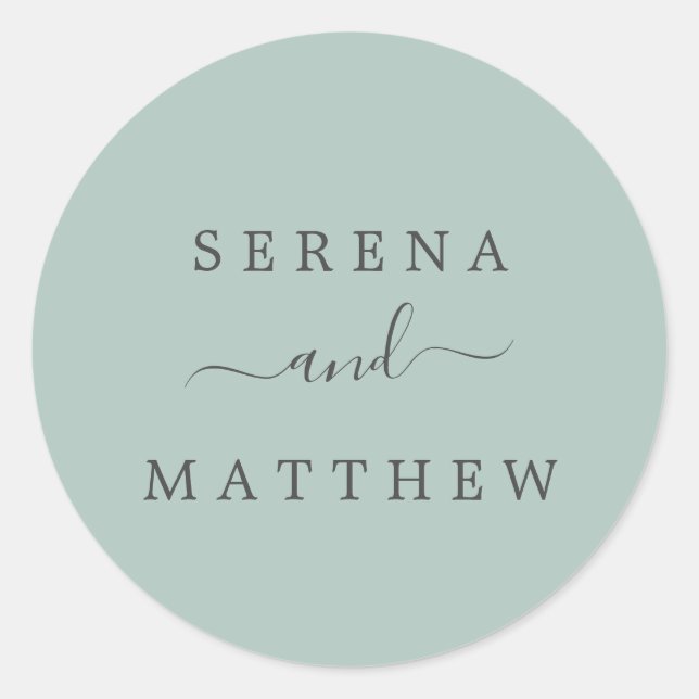 Mint Green Wedding Umschlag Aufklebers Runder Aufkleber (Vorderseite)