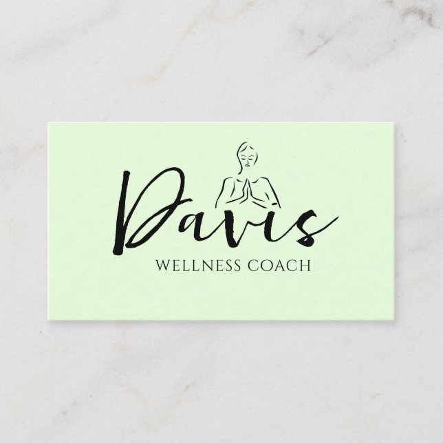 Mint Green Wellness Coach Carte de visite (Devant)