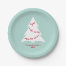 Mint Green White Christmas Tree Name Holiday Party
