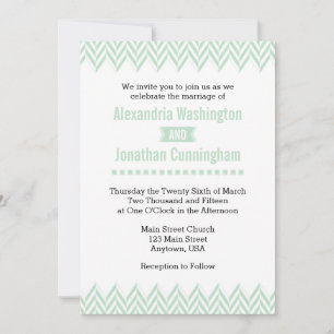 Mint Green White Herringbone Hochzeitseinladung Einladung