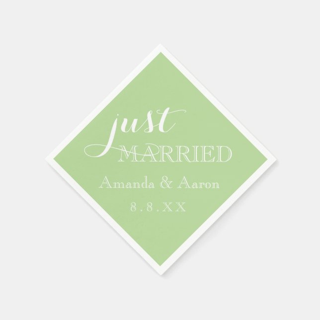 Mint Green White Simple Classic Just Married Serviette (Ecke)