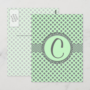 Mint Green With Grey Polka Dots-Monogram STaylor Postkarte
