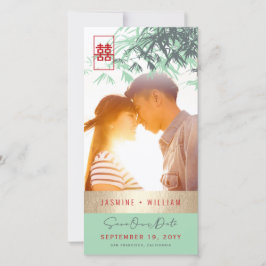 Mint Green Zen Bamboo Verlasse Foto chinesische Ho Save The Date