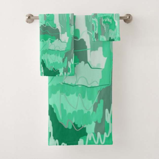 Mint Greenery Abstrakt Badhandtuch Set (Insitu)