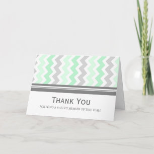 Mint Grey Chevron Employee Appreption Card Dankeskarte