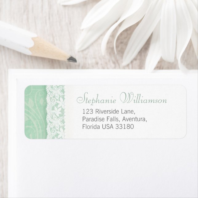 Mint grün und weiß Hochzeitrückantwort Adresse (Insitu)