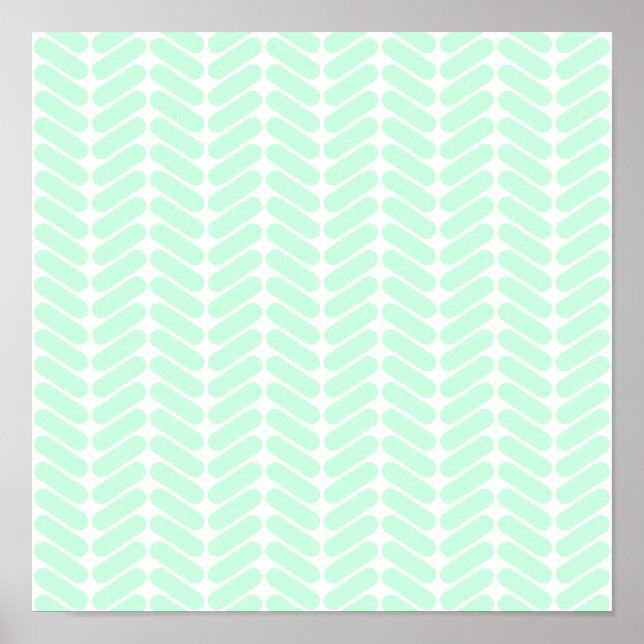 Mint Grün Zickzack Muster, wie Knittern. Poster (Vorne)
