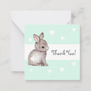 Mint Heart Bunny Baby shower Merci Cartes pour not