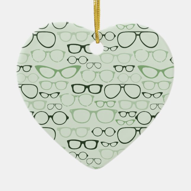 Mint Hipster Glasses Keramik Ornament (Vorne)