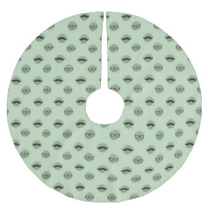 Mint Hipster Mustaches Glasses Weihnachten Polyester Weihnachtsbaumdecke