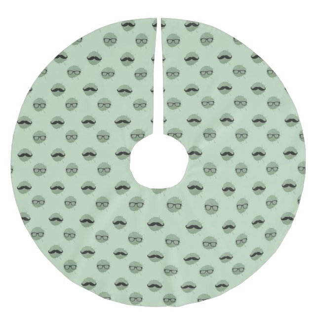 Mint Hipster Mustaches Glasses Weihnachten Polyester Weihnachtsbaumdecke (Vorderseite)