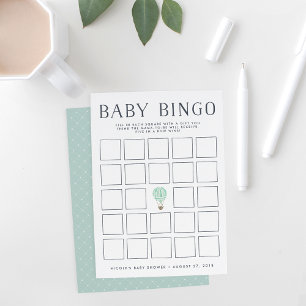 Mint Hot Air Ballon   Baby Shooter Bingo Game Card