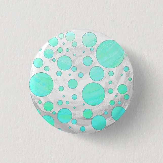 Mint Ice Aqua Blue Polka Dots Button (Vorderseite)