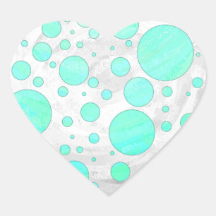 Mint Ice Aqua Blue Polka Dots Herz-Aufkleber