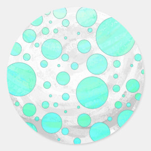 Mint Ice Aqua Blue Polka Dots Runder Aufkleber
