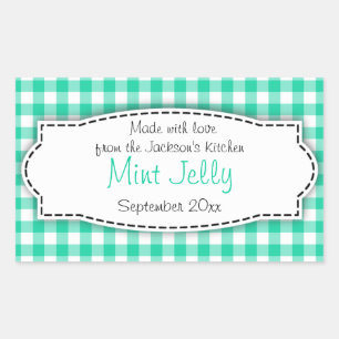 Mint Jelly vert en vichy étiquette alimentaire aut