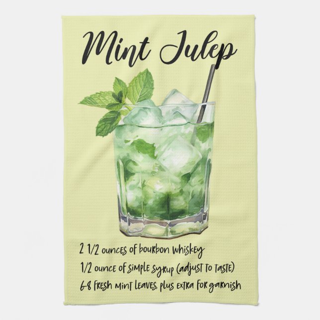 Mint Julep Cocktail Rezept Geschirrtuch (Vertikal)