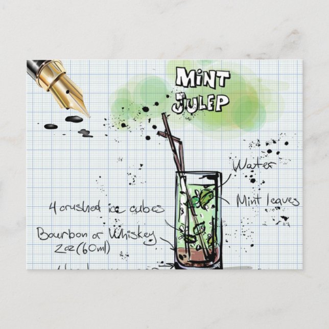 MINT JULEP DERBY PARTY EINLADUNG POSTKARTE (Vorderseite)