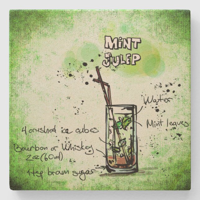 Mint Julep Drink Rezept Steinuntersetzer (Vorderseite)