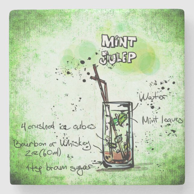 Mint Julep Drink Rezept Steinuntersetzer (Vorderseite)