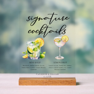 Mint Julep Lemon Drop Signature Cocktails Acrylschild