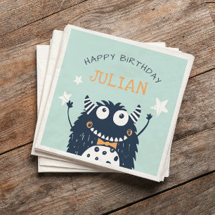 Mint   Kleines Monster Personalisierte Geburtstags Serviette