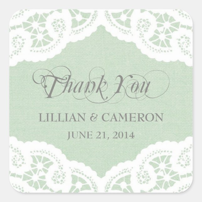 Mint Lace Doily Danke, dass Sie Aufkleber nennen (Vorderseite)