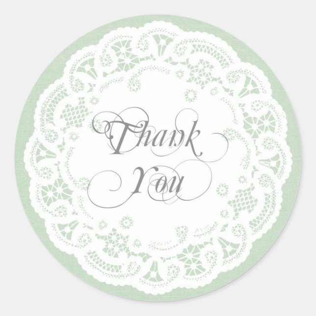 Mint Lace Doily danke Ihnen Aufkleber (Vorderseite)