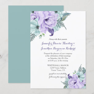 Mint Lavender Lila Wasserfarbenpeonies Hochzeit Einladung